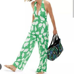 Diane von Furstenburg for Target Green Gingko Leaf Jumpsuit, Size XS